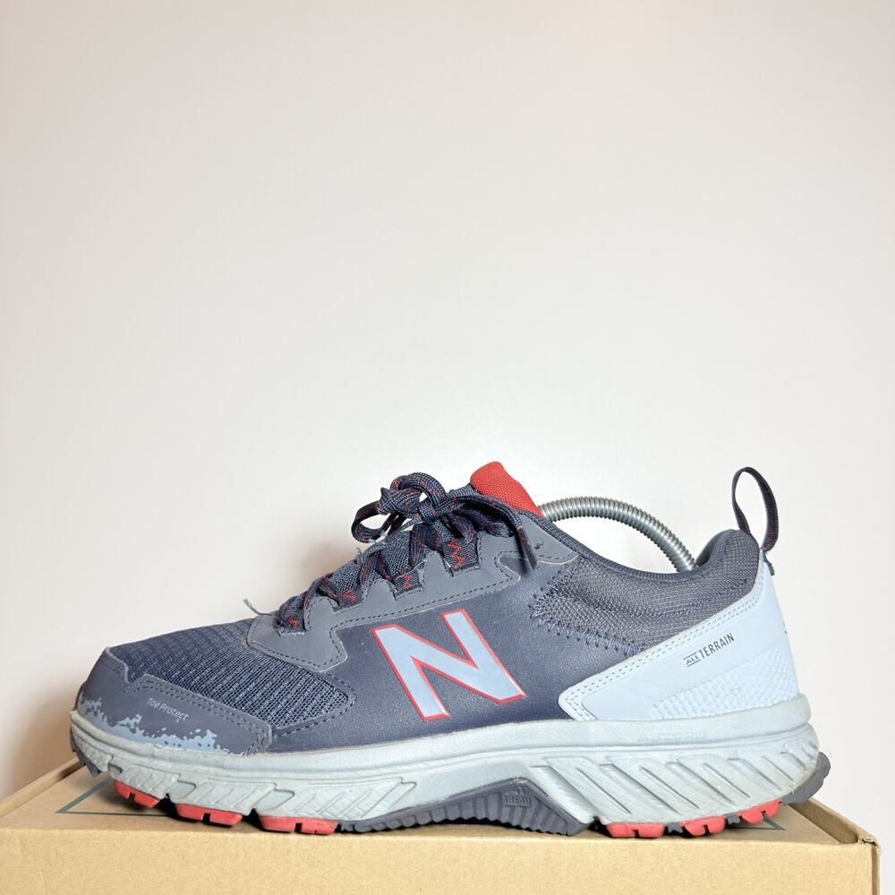 New Balance 510 v5 Trail Running Shoes Mens 10.5 Gray Red Athletic Sneakers Used